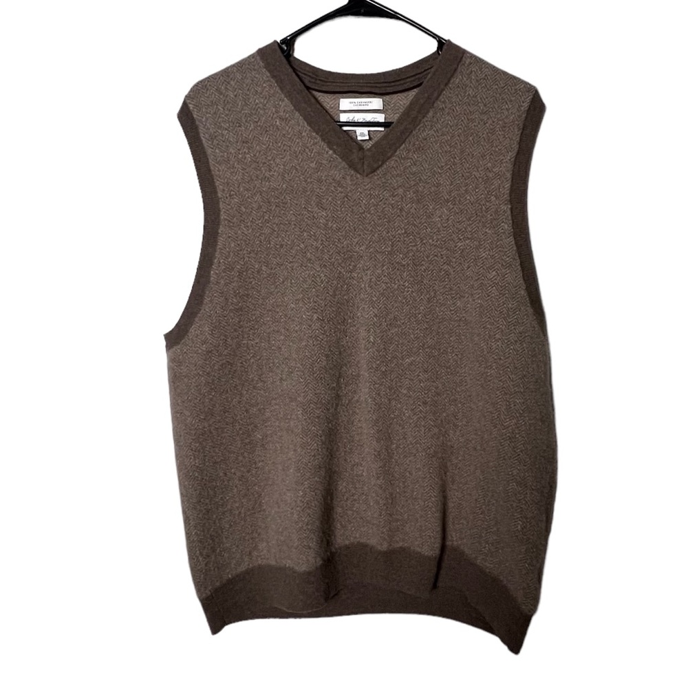 JWN John W. Nordstrom 100% Cashmere Brown V neck Vest Men’s Size XXL
